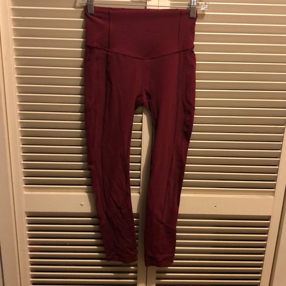Lululemon All the Right Places Crop in Ruby Wine